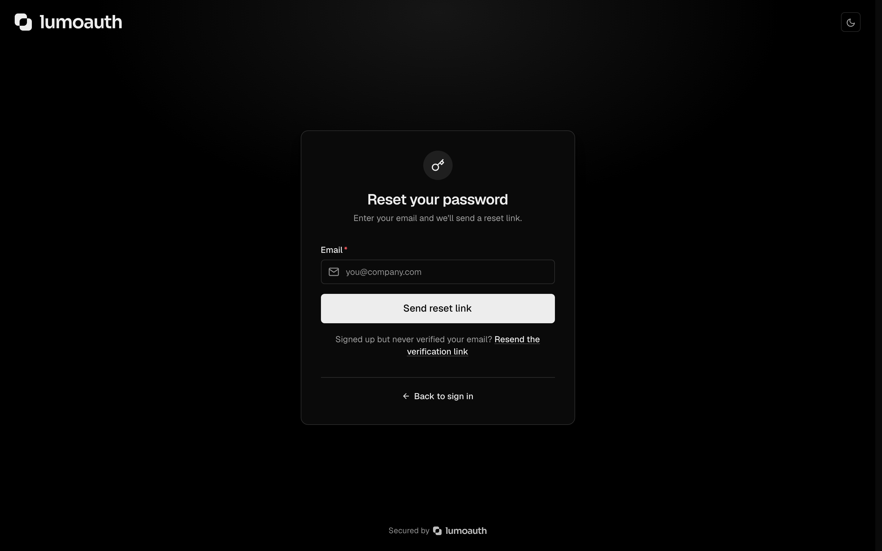 The Reset your password page