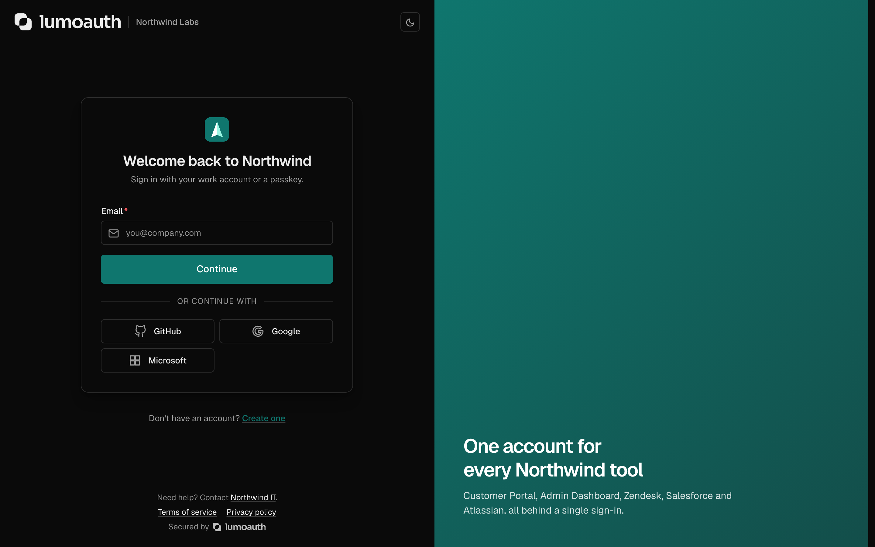 The login page asking for the email address